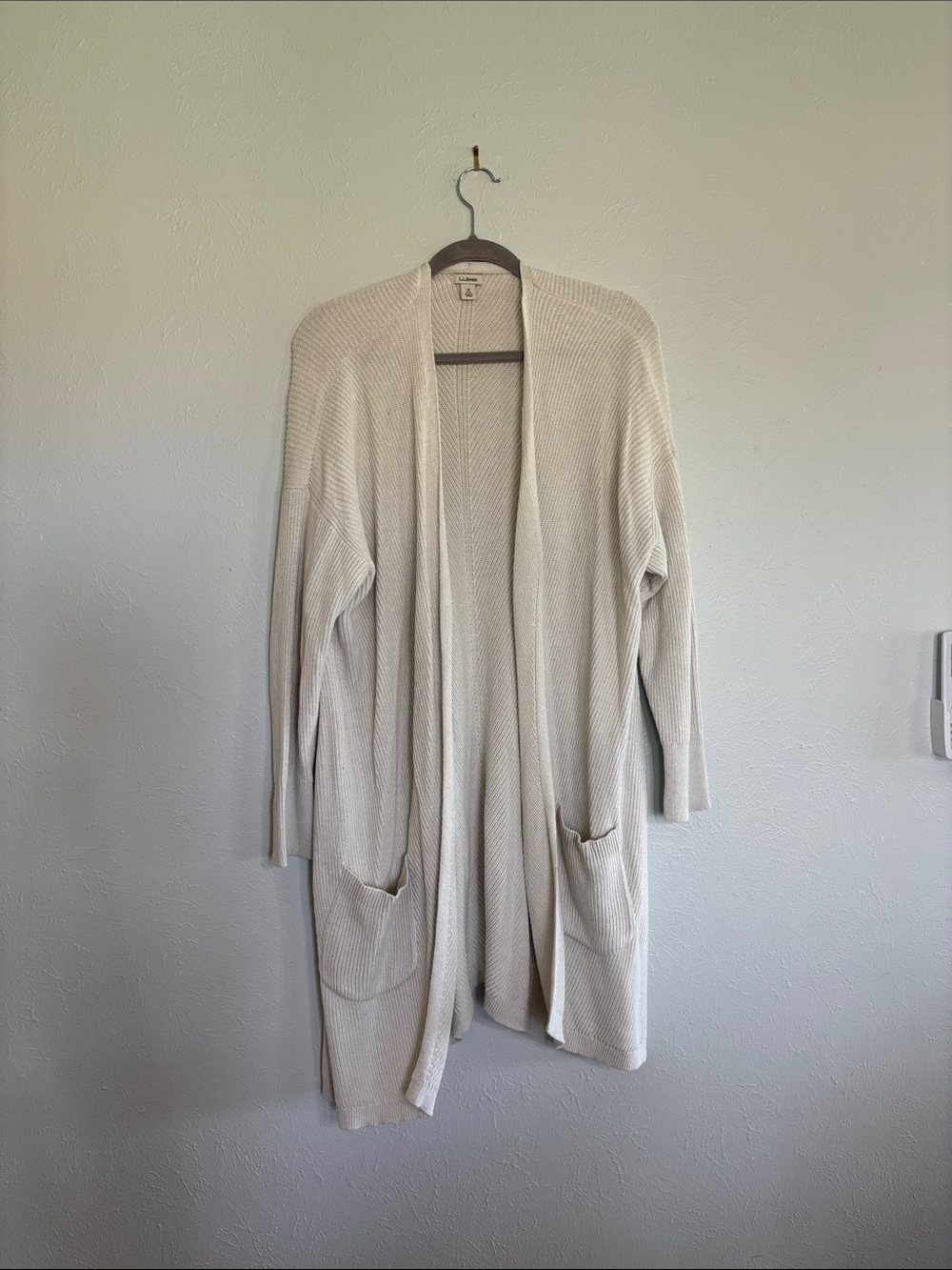 L.L. Bean Women's Ivory Open Front Cardigan